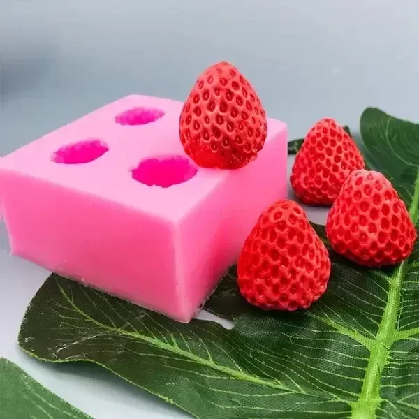 Producto - Molde silicona 4 frutillas grandes 3D - 0