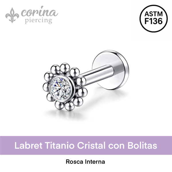 Producto - Labret Titanio Cristal con Bolitas