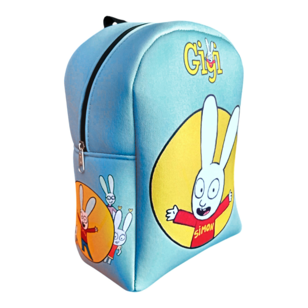 Producto - Mochila Jardín Infantil Conejo Simón Celeste Personalizada Con Nombre