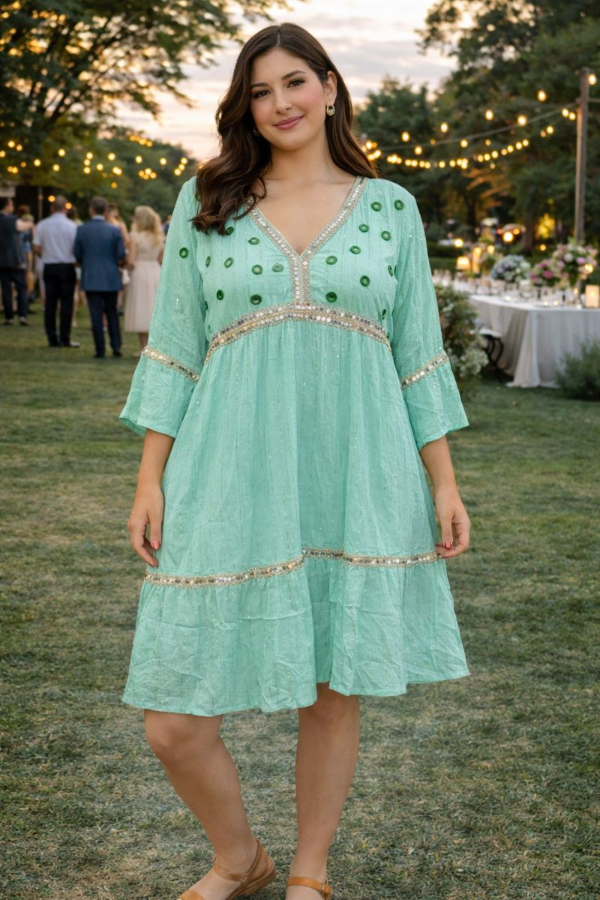 Producto - Vestido Large 110-115 cm India Premium Lentejuelas Transferencia 59.000 Aqua