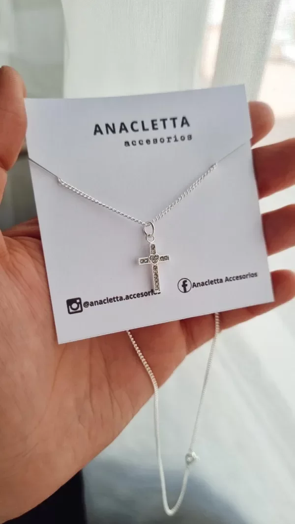 Producto - Gargantilla strass blanco con corazon cruz Ab