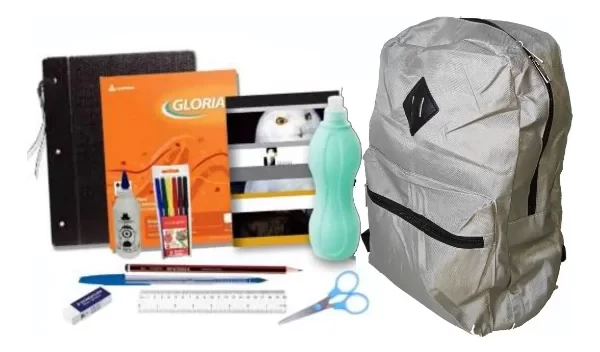Producto - Set Útiles Escolares Primaria Secundar Kit Completo Mochila Gris