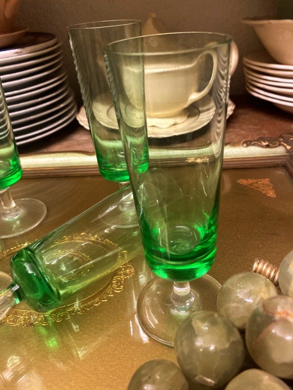 Producto - Set De Copas X 6 De Cristal Verdes Antiguas