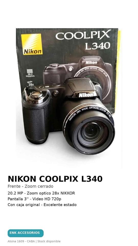 Producto - Cámara fotográfica digital Nikon COOLPIX L340 - 0