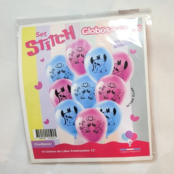 Producto - Globos estampados Stitch y Angel x10 unidades 12"