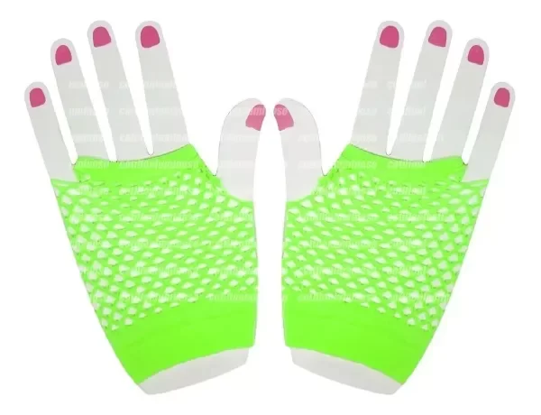 Producto - Guante De Red Sin Dedos Retro Variedad De Colores Verde