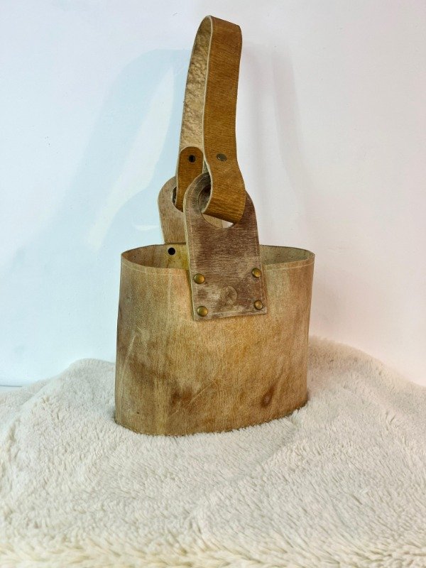 Producto - Matera oval cuero crudo