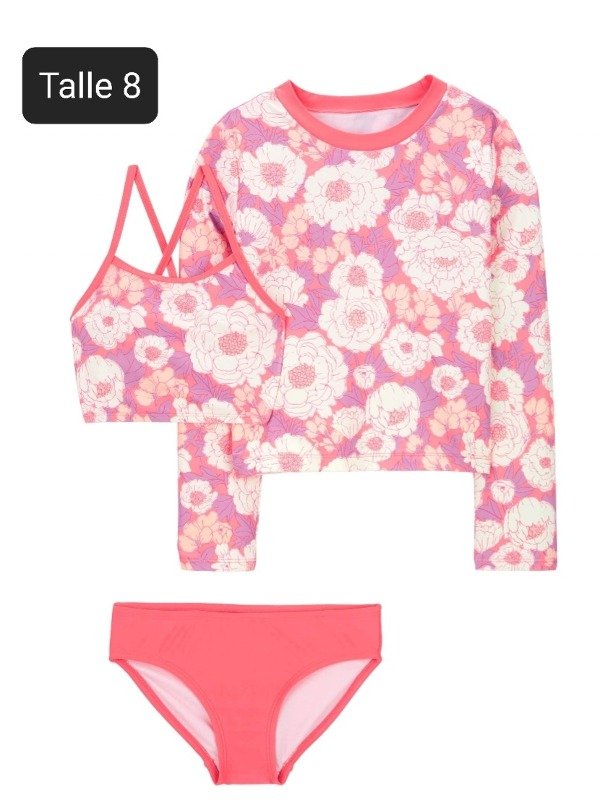 Traje de baño carters 3 piezas talle 8 flores