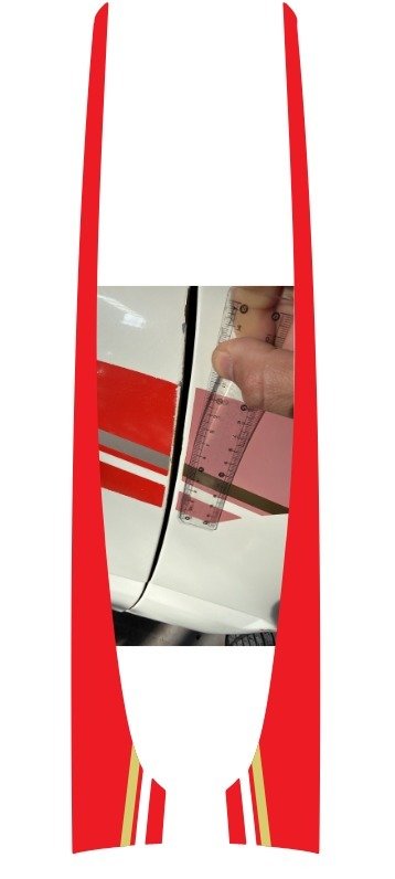 Producto - calcos franjas para guardabarro delantero std DC rojo 032 y dorado
