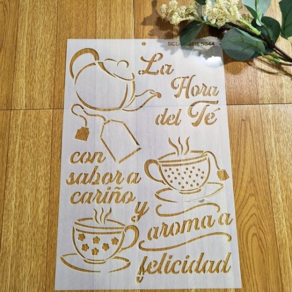 Producto - ST 5344 de 20x30 cm - Stencil hora del té