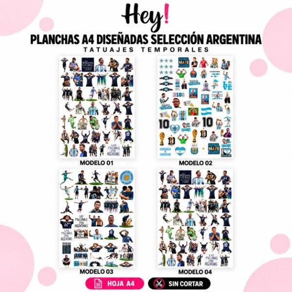 Producto - PLANCHA A4 PREDISEÑADA ARGENTINA - TATUAJES TEMPORALES - 0