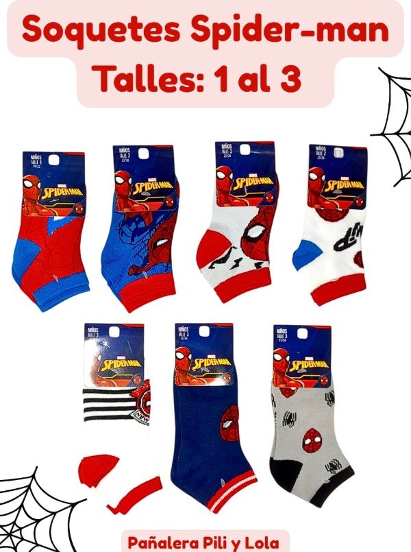 Producto - Soquetes Spider-Man Talles 1 al 3 (Consultar modelo disponible)