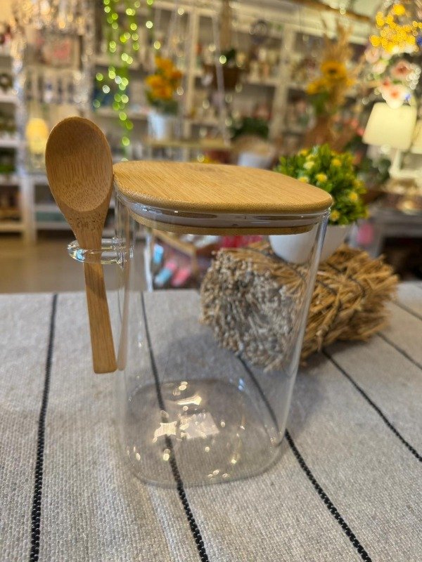 Producto - Frasco con tapa de bamboo y cuchara 16 cm ( Efectivo: 19.920)