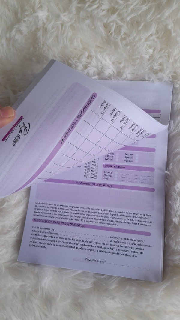 Producto - Talonario de fichas Depilación personalizado con logo - 1