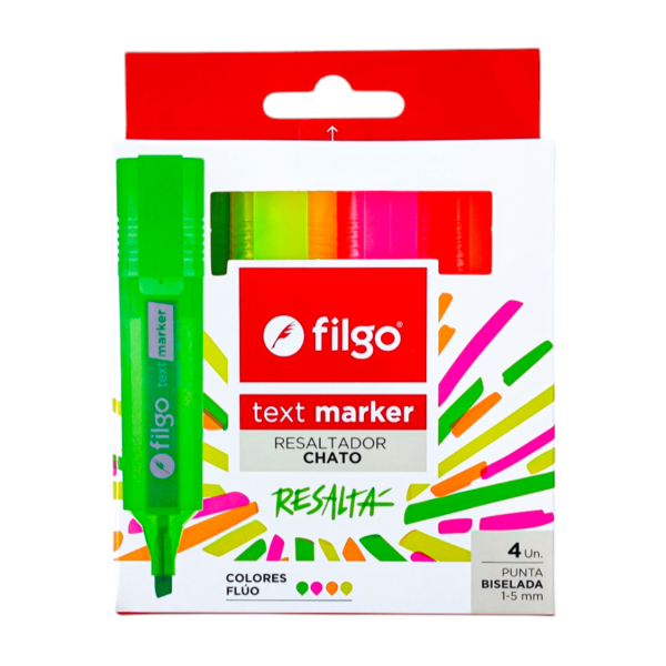 Producto - RESALTADOR CHATO FLUO x4 FILGO