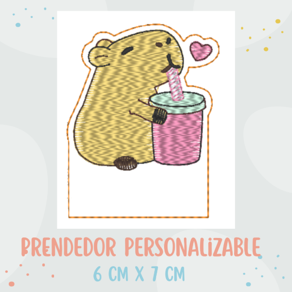 Producto - Matriz de Bordado - Pack Colegial x3 - Tag /Aplique - "CAPIBARA CON VASITO"-ITH - 2