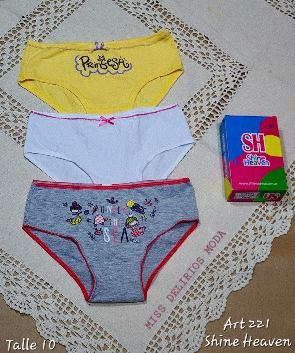 Producto - Pack X3 Bombachas de Nena Shine Heaven 221 T10