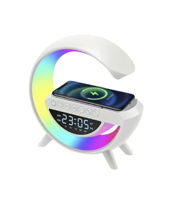 Producto - Lámpara LED con Reloj, Despertador, Parlante Bluetooth y Carga Inalámbrica