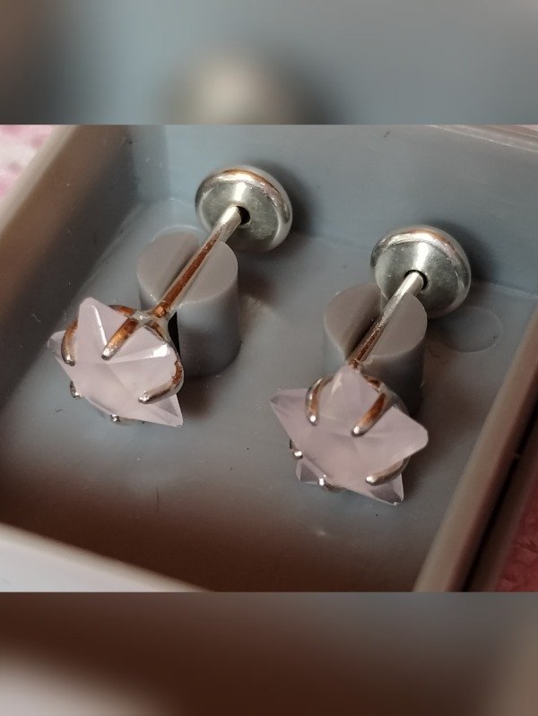 Producto - Abridor Laminado PREMIUM en PLATA 925. Estrella Rosa Engarzada