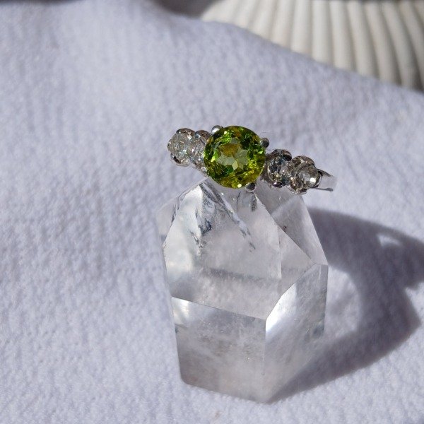 Producto - Anillo plata 925 Peridoto y Topacio claro n17 - 4