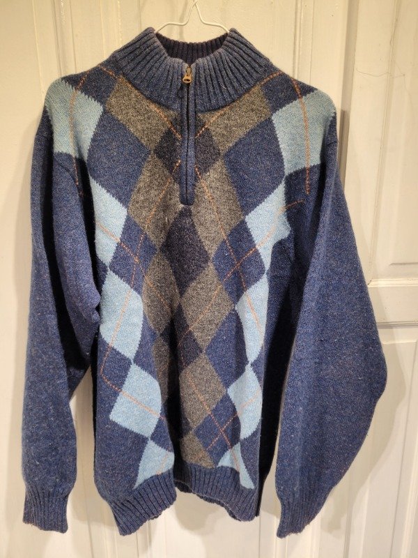 Producto - Sweater LURISIA azul medio cierre con rombos Talle XL - PRECIO: 45X - 0