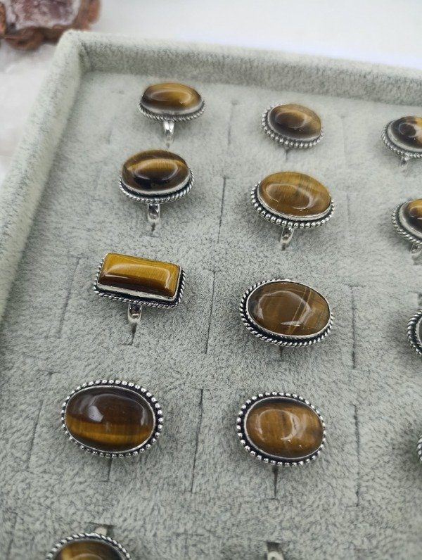 Producto - Anillo baño en plata de piedra ojo de tigre - 3