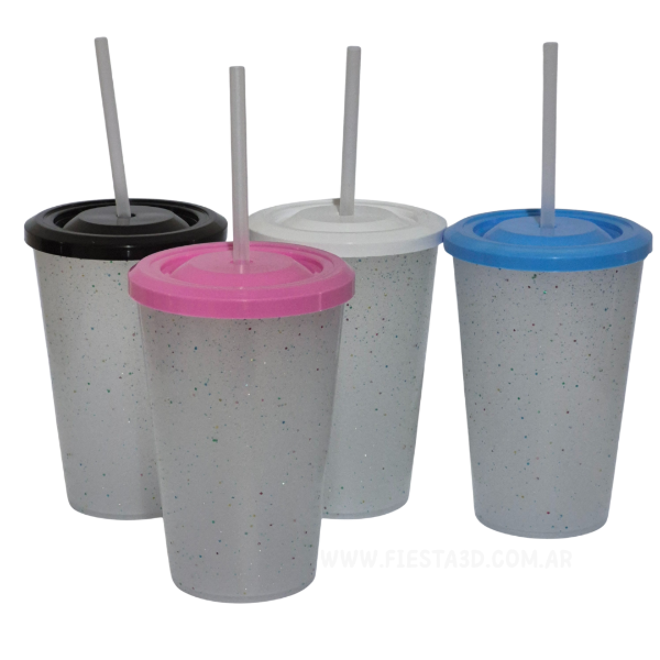 Producto - Vaso glitter 475cc con tapa