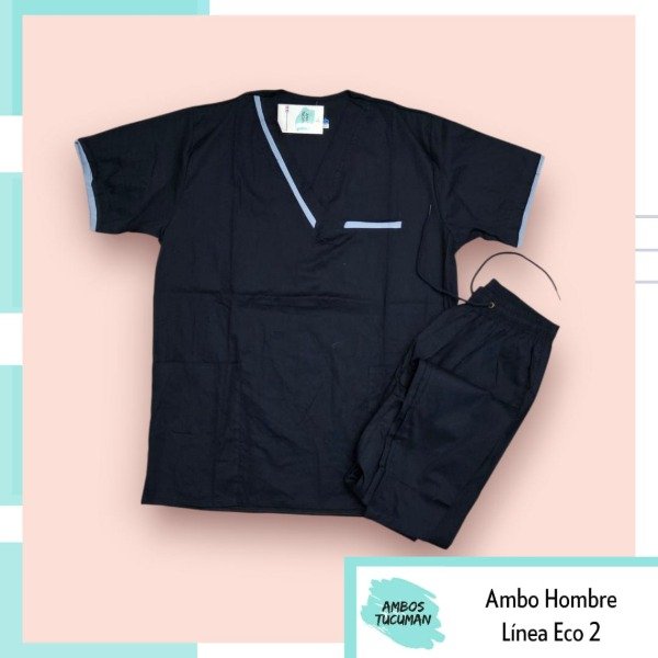 Producto - Ambo Eco Azul Detalle Celeste