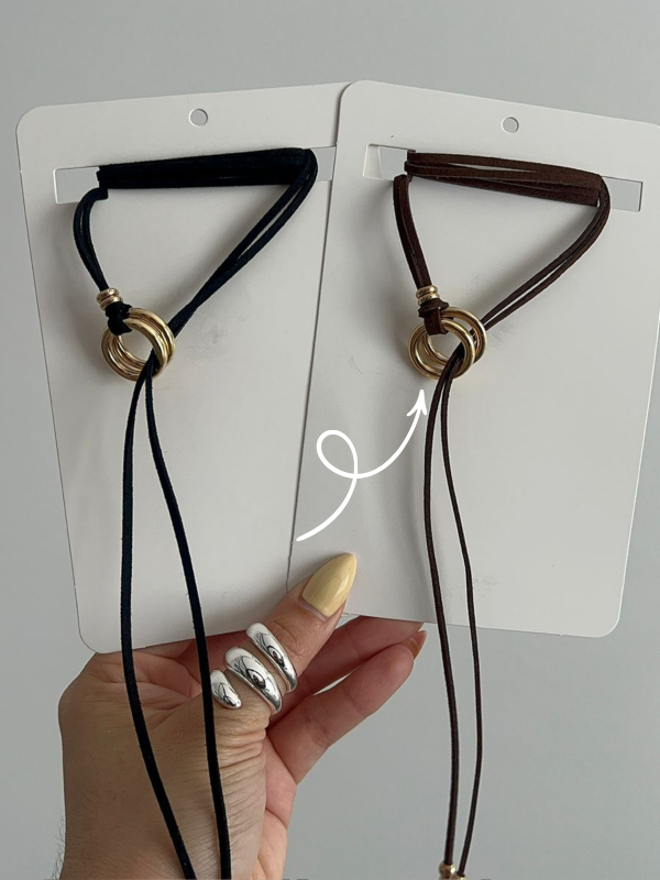 Producto - CHOCKER MARRON CON ANILLOS DORADOS