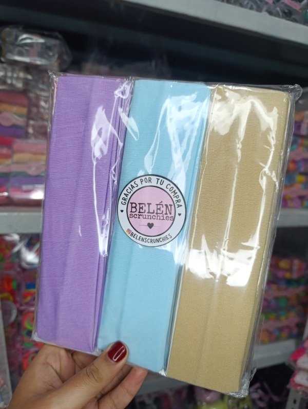 Producto - Vinchas de tela finas de colores x12