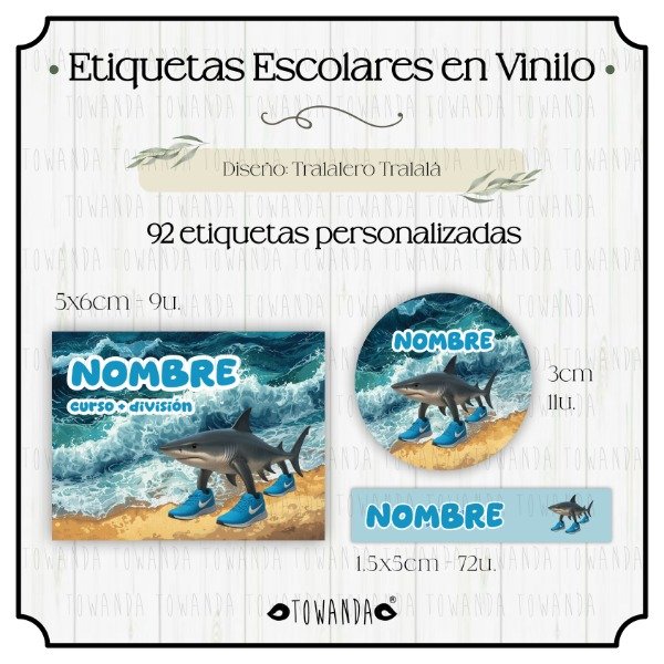 Producto - Tralalero Tralalá - Etiquetas Escolares en Vinilo