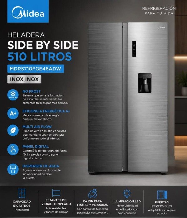 Producto - Midea Side by Side de 510LT MDRS710FGE46ADW