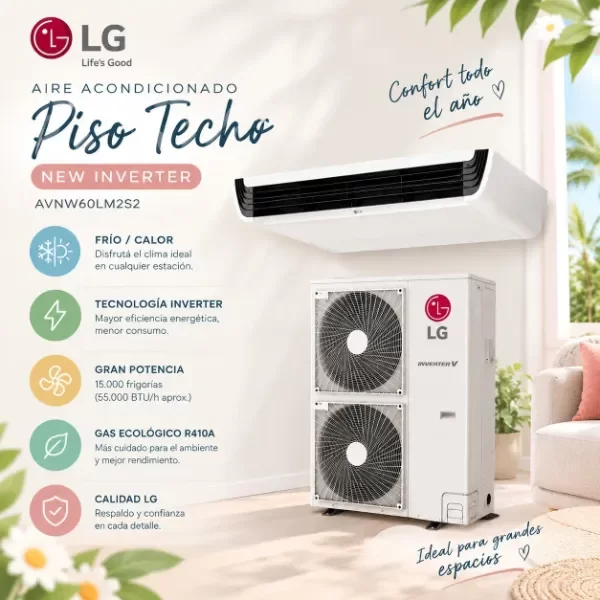 Producto - AIRE ACONDICIONADO LG PISO TECHO NEW INVERTER AVNW60LM2S2 15000 FRIGORIAS