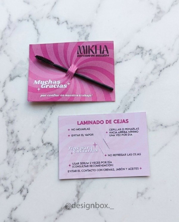 Producto - Tarjetas Extensiones de pestañas o laminado de cejas