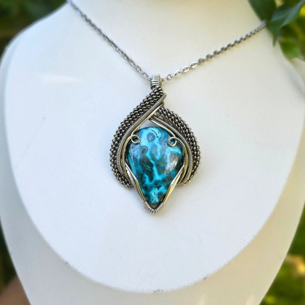 Producto - DIJE DE DISEÑO CRISOCOLA CON MALAQUITA