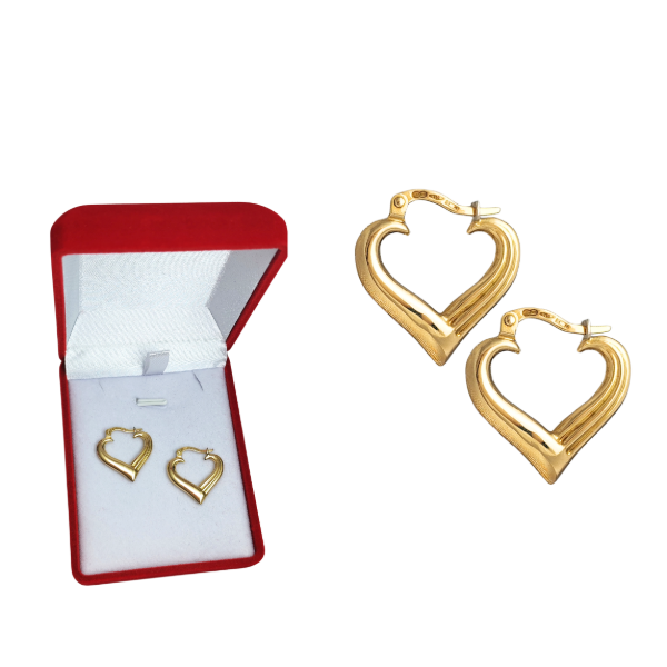 Producto - Aros argolla Corazón inflado Oro 18kt Italiano - 0