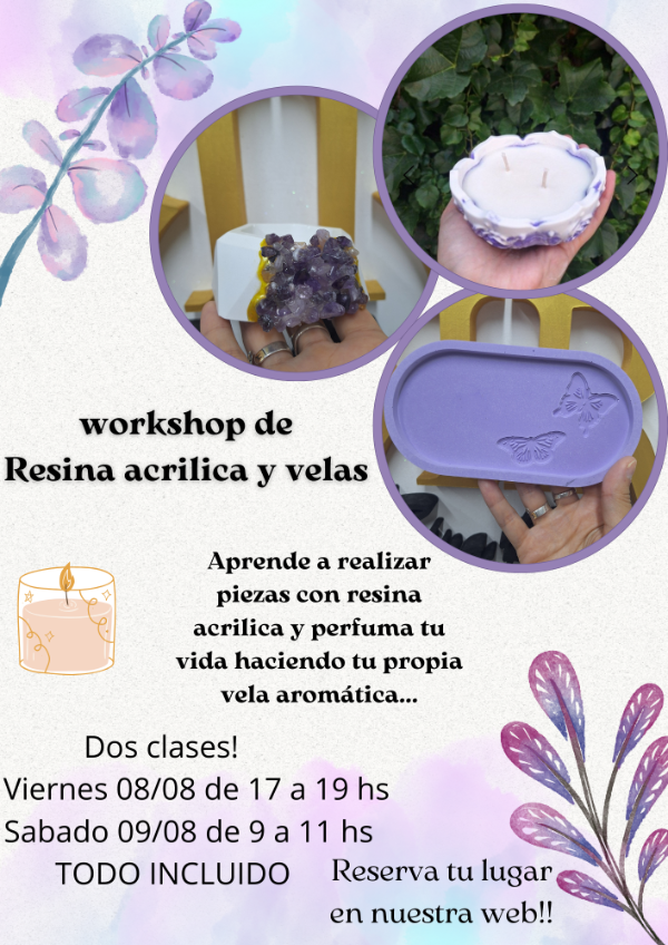 Producto - Workshop resina acrilica y velas de soja