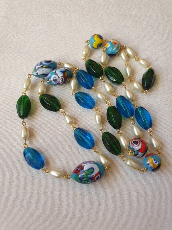 Producto - LUCERO Collar Millefiori Perlas y Cristales Tresor