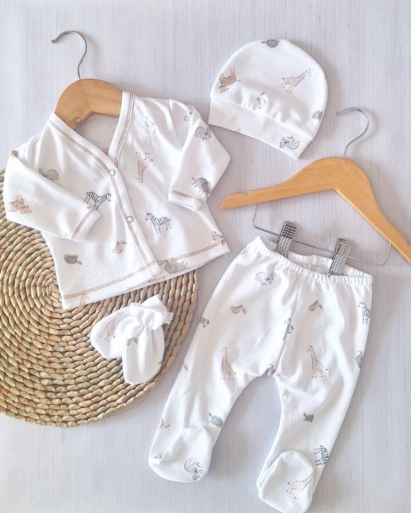 Producto - Ajuar 4 Piezas Est. Digital Animalitos Blanco