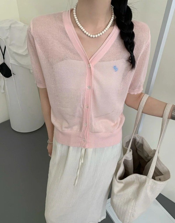 Producto - Top de hilo Corazones (rosa) - 1