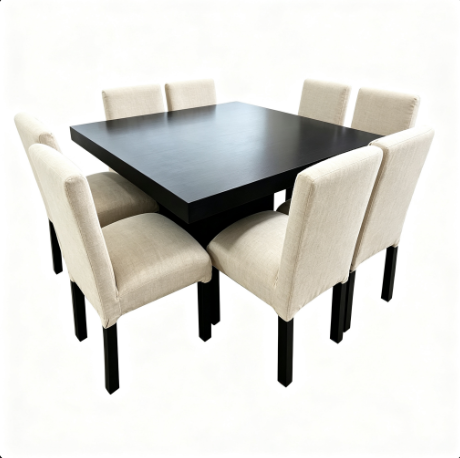 Producto - Juego de Comedor 8 Sillas Reforzadas + Mesa MDF Cuadrada Negra - Oferta - 2