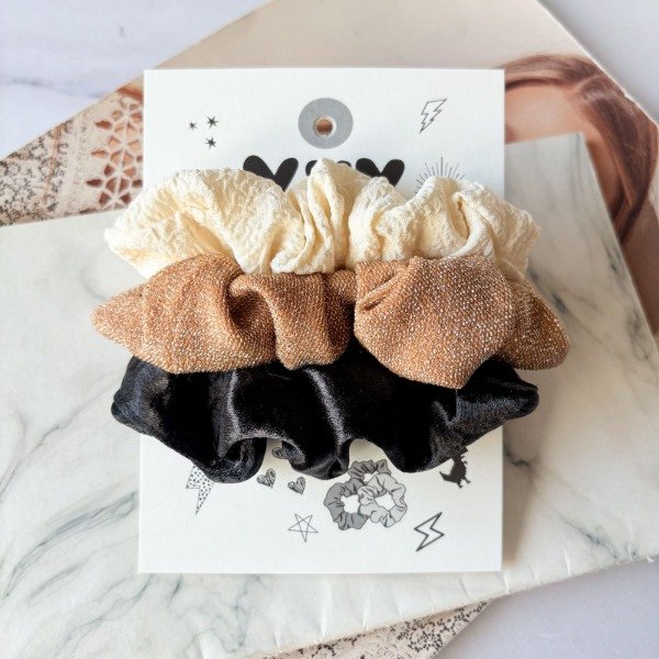 Producto - Set x 3 Scrunchies Lurex Cute