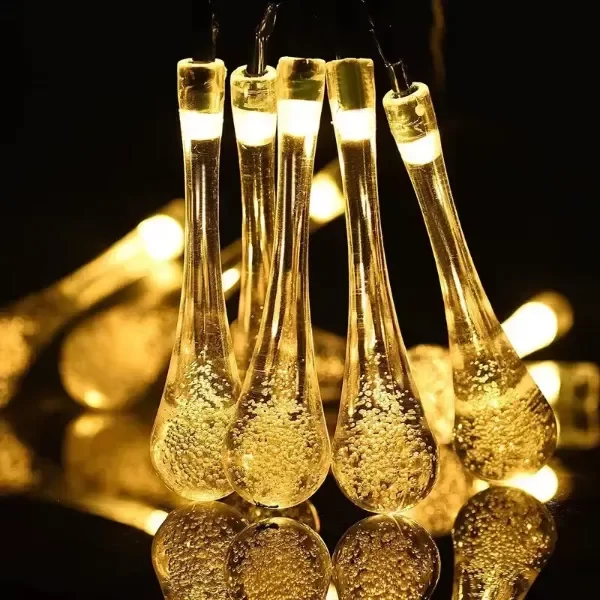 Producto - Guirnalda Luces Solar Gota Grande 80Led 10Mts Luz Cálida - 2