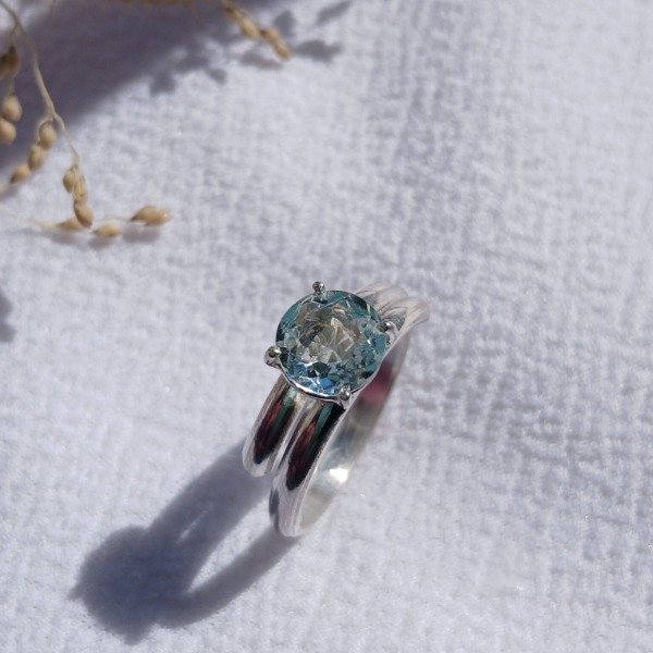 Producto - Anillo Plata 925 Berilo Aguamarina Ajustable - 1