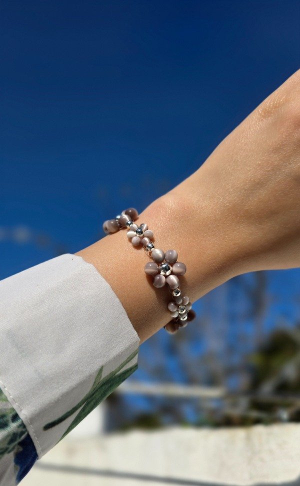 Producto - Pulsera de Flores Índigo Dúo - Marfil