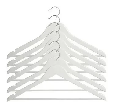 Producto - Perchas Madera X 10 Unidades Lustrada Brillosa Color Blanco Blanco
