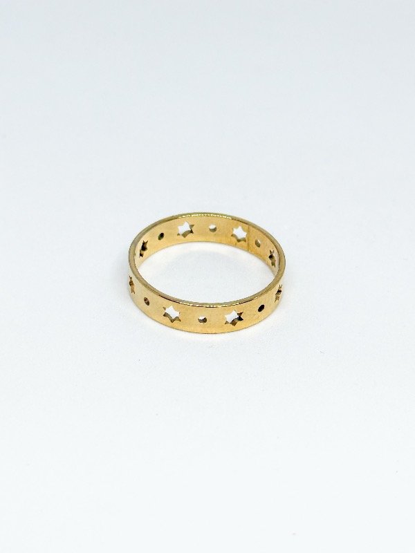 Producto - Anillo acero dorado estrellitas calado