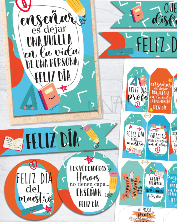 Producto - KIT IMPRIMIBLE ETIQUETAS DIA DEL MAESTRO Y PROFE