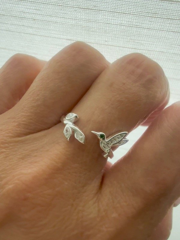 Producto - Anillo ajustable colibrí plata 925