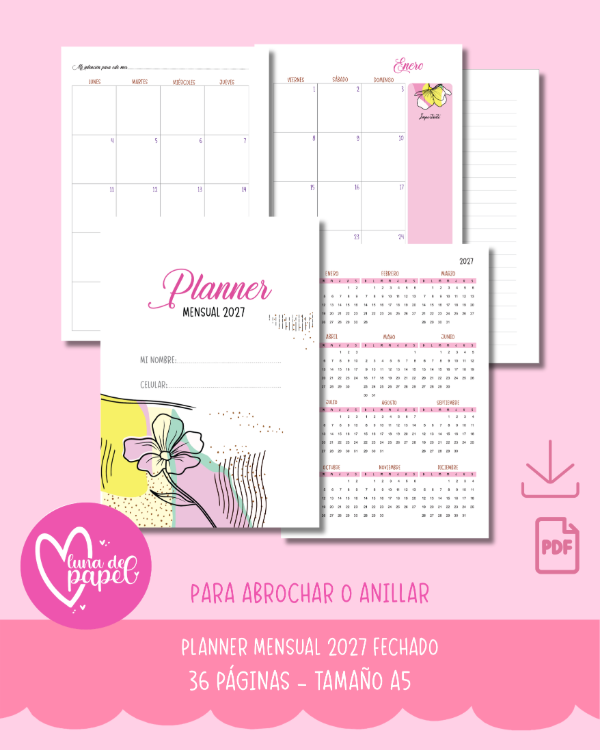 Producto - Planner mensual 2027  DISEÑO ALLEGRA